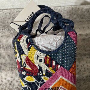 STAUD Beaded Cote Patchwork Foulard Bag MSRP$395 Timeless Chic